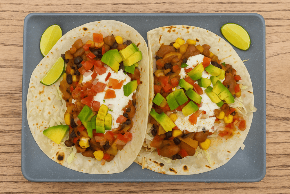 A crispy Quesadilla filled with flavorful meat and vegetables, served with salsa and sour cream